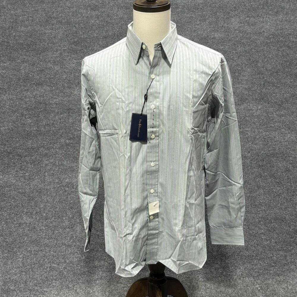 Polo Ralph Lauren Shirt Mens 16 40-41 Green Stripe Andrew Dress Button Up